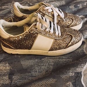 Gold glitter Valentino rockstud sneakers 36.5